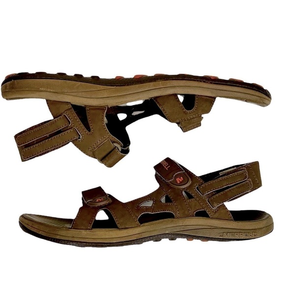 Merrell Men’s Dark Earth/Marmalade Air Cushion Sandals - Picture 2 of 15